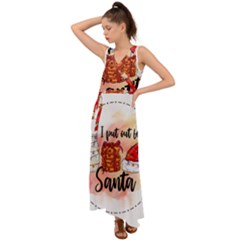 Santa Cookies Christmas V-neck Chiffon Maxi Dress by Sarkoni