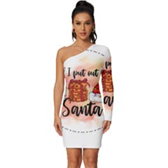 Santa Cookies Christmas Long Sleeve One Shoulder Mini Dress by Sarkoni