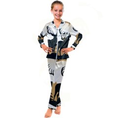 Deer Wildlife Nature Kids  Satin Long Sleeve Pajamas Set by Sarkoni