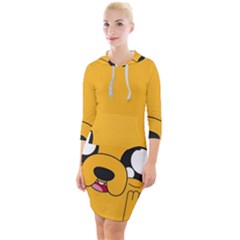 Adventure Time Cartoon Face Funny Happy Toon Quarter Sleeve Hood Bodycon Dress by Bedest