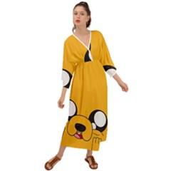 Adventure Time Cartoon Face Funny Happy Toon Grecian Style  Maxi Dress by Bedest