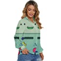 Adventure Time Bmo Beemo Green Women s Long Sleeve Button Up Shirt View3