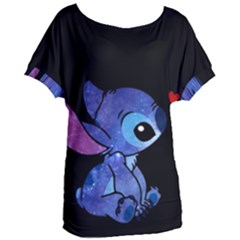 Stitch Love Cartoon Cute Space Women s Oversized T-shirt by Bedest