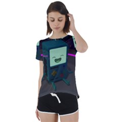 Bmo In Space  Adventure Time Beemo Cute Gameboy Short Sleeve Open Back T-shirt by Bedest