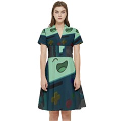 Bmo In Space  Adventure Time Beemo Cute Gameboy Short Sleeve Waist Detail Dress by Bedest