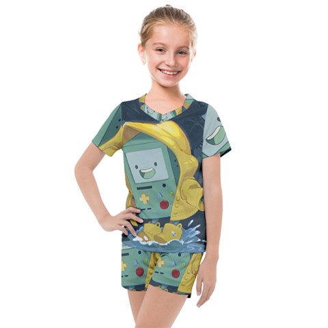 Cartoon Bmo Adventure Time Kids  Mesh T-shirt And Shorts Set by Bedest