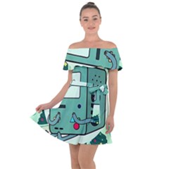 Adventure Time Bmo Off Shoulder Velour Dress by Bedest