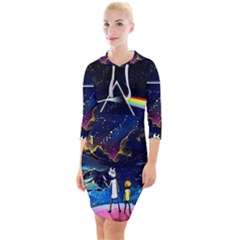 Trippy Kit Rick And Morty Galaxy Pink Floyd Quarter Sleeve Hood Bodycon Dress by Bedest