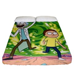 Rick And Morty Adventure Time Cartoon Fitted Sheet (king Size) by Bedest