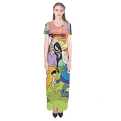 Adventure Time Finn  Jake Short Sleeve Maxi Dress by Bedest