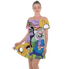 Adventure Time Finn  Jake Off Shoulder Velour Dress by Bedest