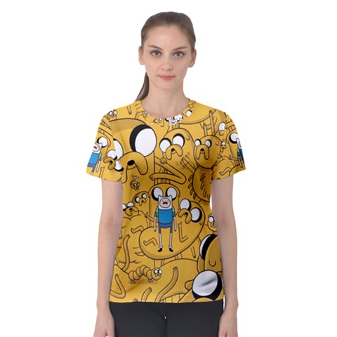 Adventure Time Finn Jake Cartoon Women s Sport Mesh T-shirt by Bedest