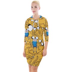 Adventure Time Finn Jake Cartoon Quarter Sleeve Hood Bodycon Dress by Bedest