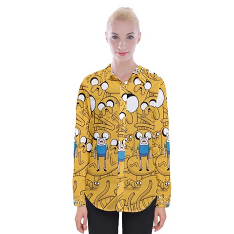 Adventure Time Finn Jake Cartoon Womens Long Sleeve Shirt by Bedest