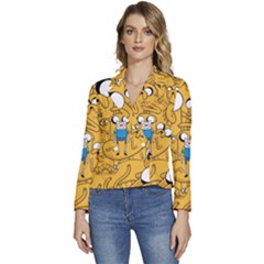 Adventure Time Finn Jake Cartoon Women s Long Sleeve Revers Collar Cropped Jacket by Bedest