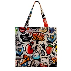 Comical Words Animals Comic Omics Crazy Graffiti Zipper Grocery Tote Bag by Bedest