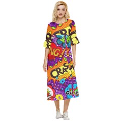 Crash Bang Adventure Time Art Boom Graffiti Double Cuff Midi Dress by Bedest