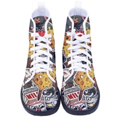 Stickerbomb Crazy Graffiti Graphite Monster Women s High-top Canvas Sneakers by Bedest