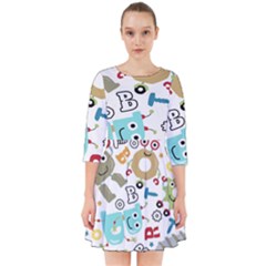 Seamless Pattern Vector With Funny Robots Cartoon Smock Dress by Hannah976