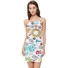 Seamless Pattern Vector With Funny Robots Cartoon Summer Tie Front Dress by Hannah976