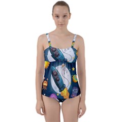 Spaceship Astronaut Space Twist Front Tankini Set by Hannah976