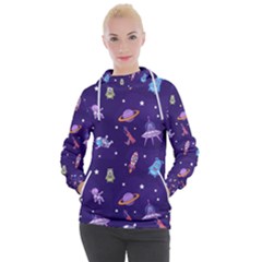 Space Seamless Pattern Women s Hooded Pullover by Hannah976