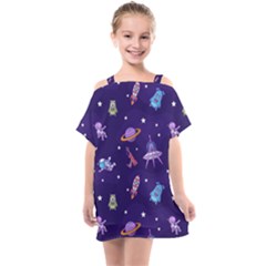 Space Seamless Pattern Kids  One Piece Chiffon Dress by Hannah976