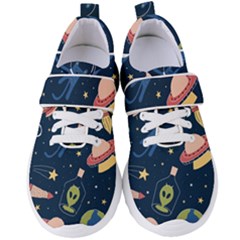 Seamless Pattern With Funny Aliens Cat Galaxy Women s Velcro Strap Shoes by Hannah976