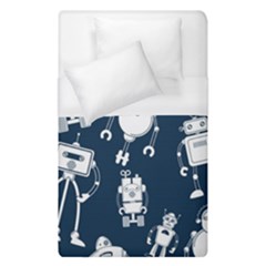 White Robot Blue Seamless Pattern Duvet Cover (single Size) by Hannah976