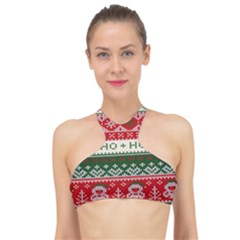 Ugly Sweater Merry Christmas  High Neck Bikini Top by artworkshop