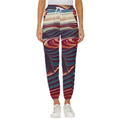 Dessert Storm Wave  pattern  Women s Cropped Drawstring Pants by coffeus