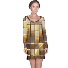 Golden Mosaic Tiles  Long Sleeve Nightdress by essentialimage