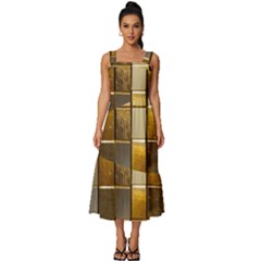 Golden Mosaic Tiles  Square Neckline Tiered Midi Dress by essentialimage