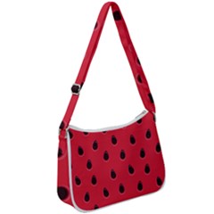 Seamless Watermelon Surface Texture Zip Up Shoulder Bag by Hannah976