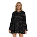 Abstract Math Pattern Round Neck Long Sleeve Bohemian Style Chiffon Mini Dress View1