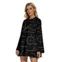 Abstract Math Pattern Round Neck Long Sleeve Bohemian Style Chiffon Mini Dress View2