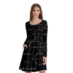 Abstract Math Pattern Long Sleeve Knee Length Skater Dress With Pockets by Hannah976