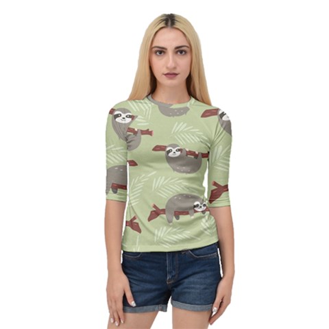 Sloths Pattern Design Quarter Sleeve Raglan T-shirt by Hannah976