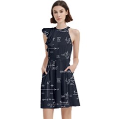 Mathematical Seamless Pattern With Geometric Shapes Formulas Cocktail Party Halter Sleeveless Dress With Pockets by Hannah976