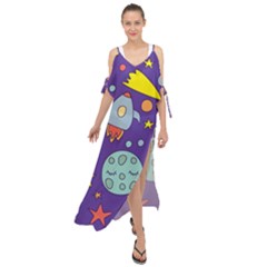 Card With Lovely Planets Maxi Chiffon Cover Up Dress by Hannah976