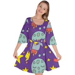 Card With Lovely Planets Velour Kimono Dress by Hannah976