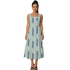 Blue King Pineapple  Square Neckline Tiered Midi Dress by ConteMonfrey