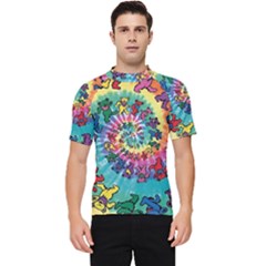 Grateful Dead Bears Tie Dye Vibrant Spiral Men s Short Sleeve Rash Guard by Bedest