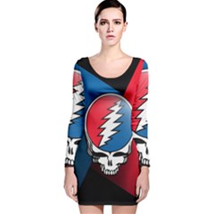 Grateful Dead Big Skull Long Sleeve Velvet Bodycon Dress by Bedest