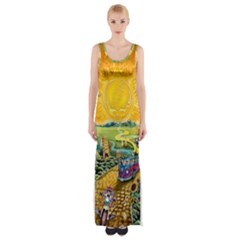 Grateful Dead Golden Road Thigh Split Maxi Dress by Bedest