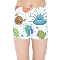 Dangerous Streptococcus Lactobacillus Staphylococcus Others Microbes Cartoon Style Vector Seamless P Kids  Sports Shorts by Ravend