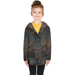 Mathematical Colorful Formulas Drawn By Hand Black Chalkboard Kids  Double Breasted Button Coat by Ravend