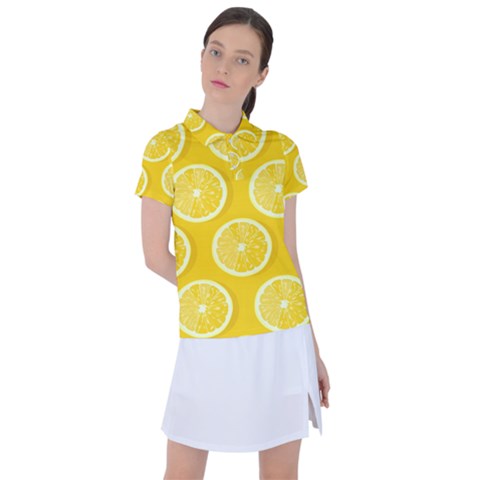 Lemon Fruits Slice Seamless Pattern Women s Polo T-shirt by Ravend