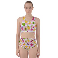 Tropical Fruits Berries Seamless Pattern Racer Back Bikini Set by Ravend