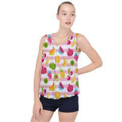 Tropical Fruits Berries Seamless Pattern Bubble Hem Chiffon Tank Top by Ravend